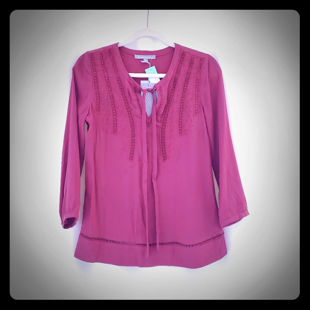 NWT Daniel Rainn Tie Neck Top